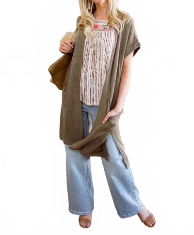 Jodifl Light Breeze Short Sleeve Cardigan In Olive In Brown