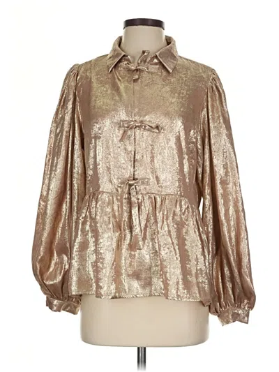 Pre-owned Jodifl Long Sleeve Blouse In Gold
