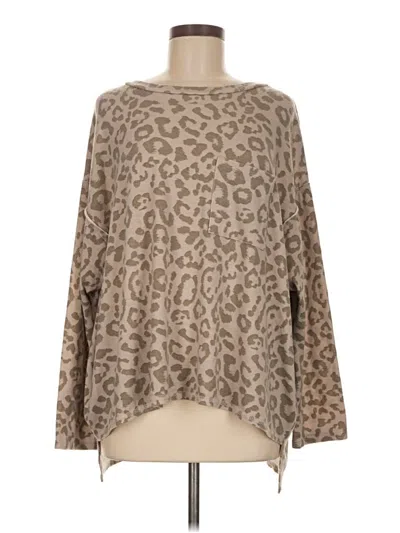 Pre-owned Jodifl Long Sleeve Top Brown Boatneck Tops