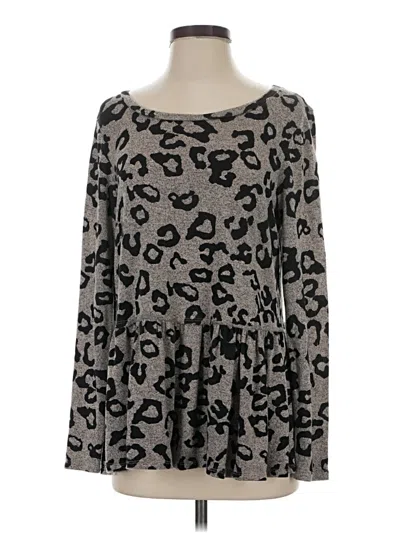Pre-owned Jodifl Long Sleeve Top Gray Boatneck Tops