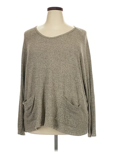 Pre-owned Jodifl Long Sleeve Top Tan Scoop Neck Tops
