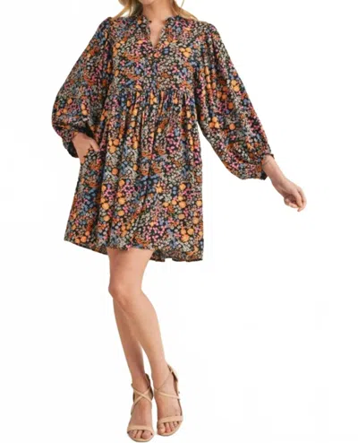 Jodifl Luna Knee Length Dress In Black Floral In Multi