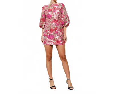 Jodifl Luxe Floral Jacquard Mini Dress In Pink Metallic In Multi