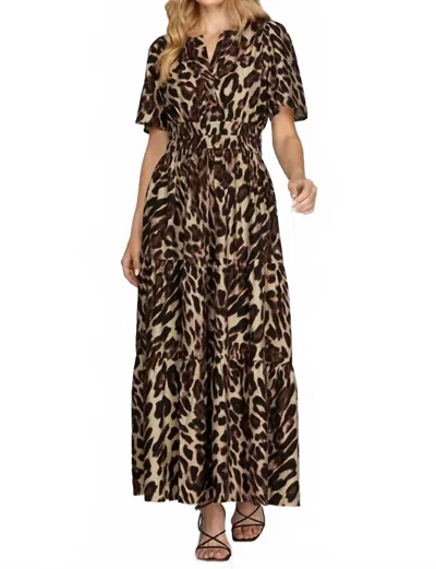 Jodifl Mae Maxi Dress In Mocha Leopard In Multi