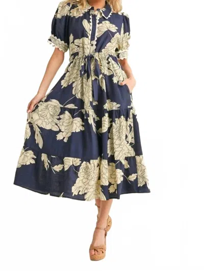 Jodifl Meara Midi Dress In Navy In Multi
