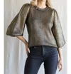 Jodifl Metallic Knit Pullover Top In Black In Black