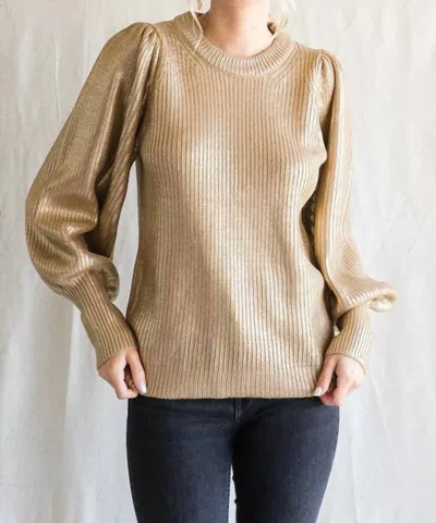 Jodifl Metallic Knit Sweater In Taupe In Grey