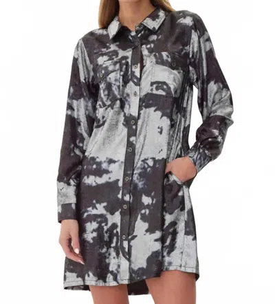 Jodifl Metallic Tie-dye Shirt Dress In Black