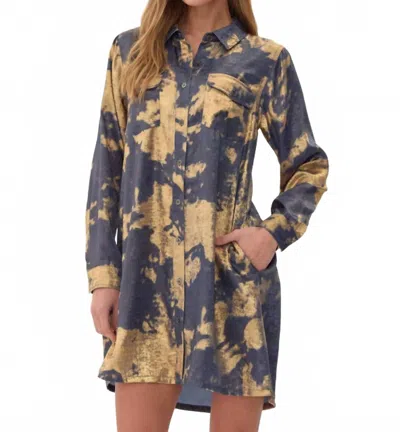 Jodifl Metallic Tie-dye Shirt Dress In Denim Blue