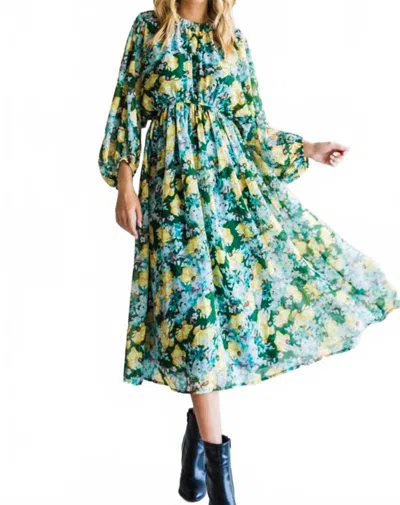 Jodifl Mille-feuille Midi Dress In Green In Animal Print