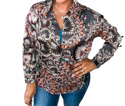 Jodifl Mix Print Blouse - Plus In Taupe In Multi