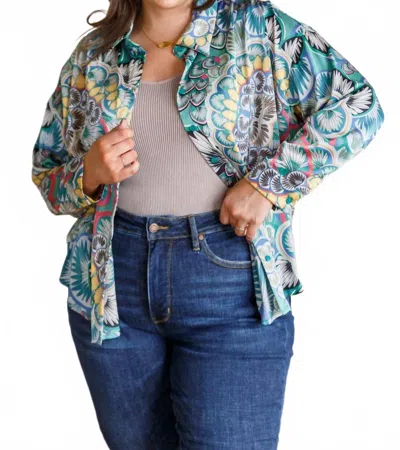 Jodifl Mix Print Blouse - Plus In Teal In Blue
