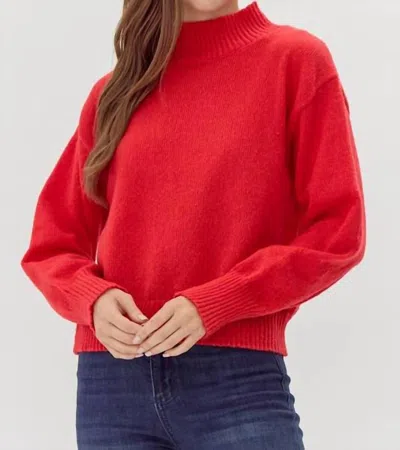 Jodifl Mock Neck Long Sleeve Knit Top In Red