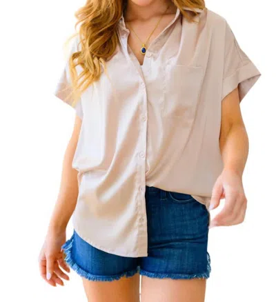 Jodifl Never Have I Ever Button Down Blouse In Champagne In White