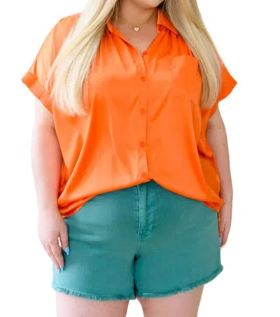 Jodifl Never Have I Ever Button Down Blouse In Melon In Orange