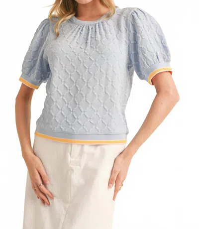 Jodifl Nina Textured Puff Sleeve Top In Sky Blue