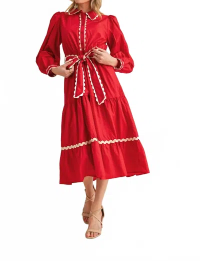 Jodifl Peppermint Kiss Long Sleeve Dress In Red