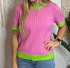 Jodifl Pickleball Vibes Ringer Top In Pink & Lime In Multi