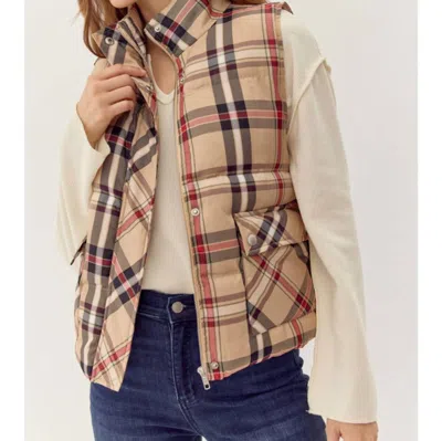 Jodifl Plaid Vest In Taupe In Grey