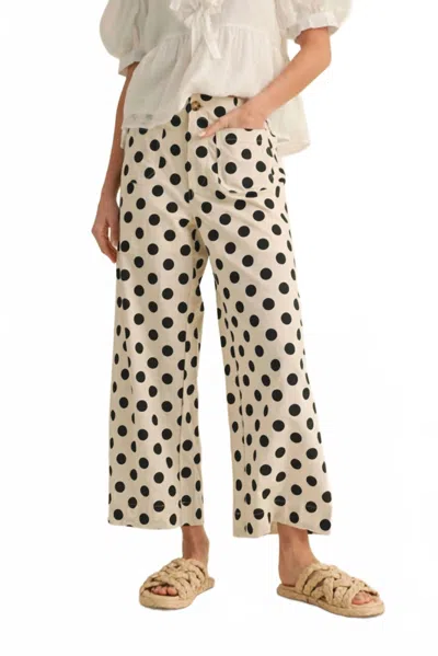 Jodifl Polka Dot Linen Pants In Black In Multi