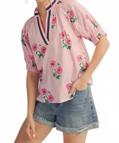 Jodifl Poppy Puff Sleeve Top In Pink
