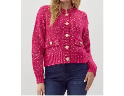 Jodifl Preppy Knit Crop Cardigan In Pink