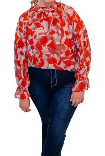 Jodifl Print Long Sleeve Top In Rust In Multi