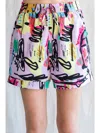Jodifl Print Shorts With Drawstring Waistline Cuffed Hems In Lavender Mix In Multi