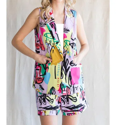 Jodifl Printed Vest In Lavender Mix