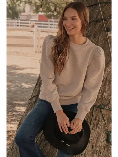 Jodifl Puff Shoulder Top In Beige In Neutral