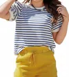 Jodifl Puff Sleeves Stripe Top In Navy In Blue