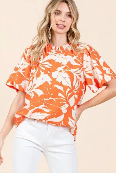Jodifl Puffed Sleeves Western Top In Orange