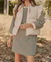 Jodifl Puffer Ruffly Shoulders Cropped Vest In Cream