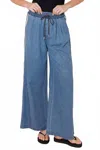 Jodifl Pull On Side Stripe Denim Pants In Blue In Blue