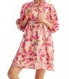 Jodifl Quincy Floral Dress In Shocking Pink, Banana & Kerry Green In Multi