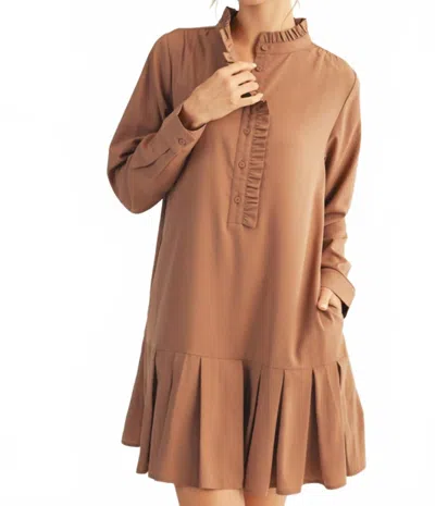 Jodifl Returning Home Pleated Dress In Mocha In Brown