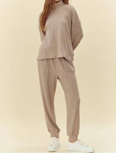 Jodifl Ribbed Loose Fit Lounge Set In Oatmeal In White