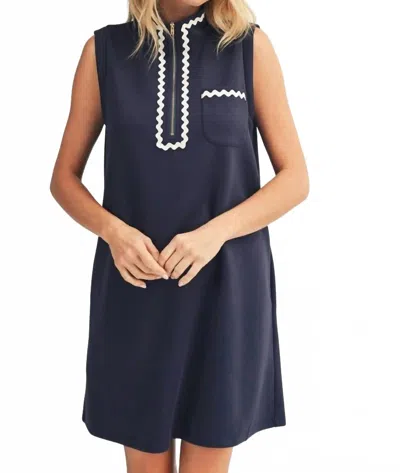 Jodifl Ric Rac Trim Dress In Navy In Blue