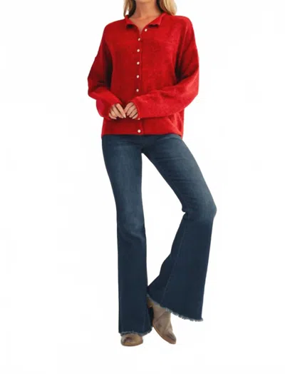 Jodifl Rolled Neck Cardigan In Red