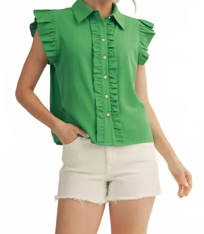 Jodifl Roosevelt Ruffle Top In Kelly Green