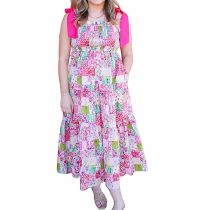 Jodifl Rosé All Day Midi Dress In Pink And Green