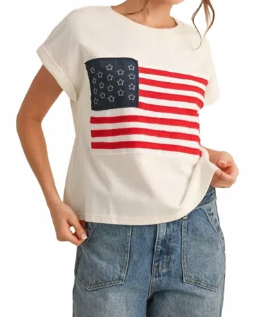 Jodifl Ross American Flag Tee In Soft White In Animal Print
