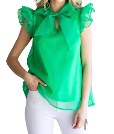 Jodifl Ruffle Sleeve Blouse In Kelly Green