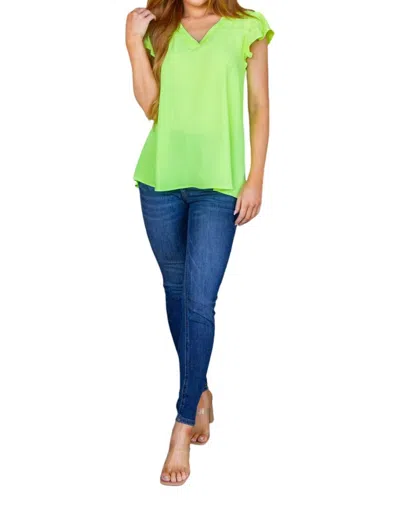 JODIFL RUFFLE SLEEVE TOP IN GREEN
