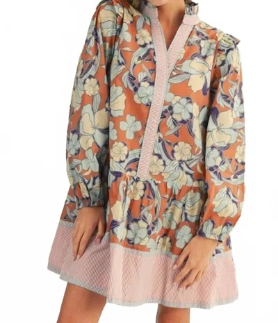 Jodifl Ruffled Shoulder Detail Floral Mini Dress In Caramel Mix In Multi