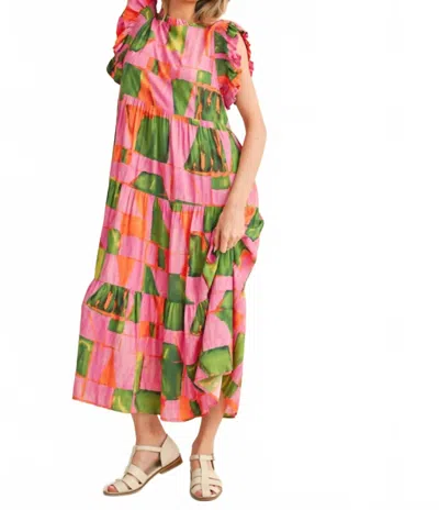Jodifl Ruffled Shoulder Midi Dress In Multi