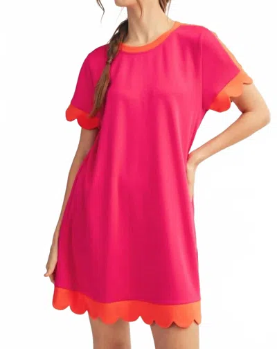 Jodifl Sadie Scallop Edge Dress In Fuchsia/orange In Pink