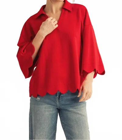 Jodifl Scallop Edge Detailed Top In Red