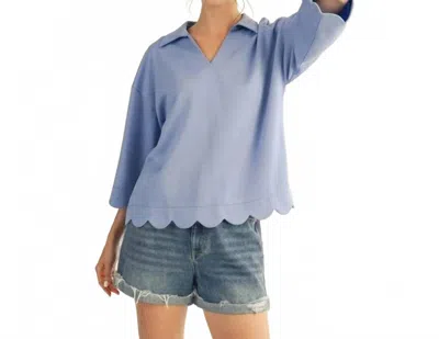 Jodifl Scalloped Edge Top In Blue In Multi