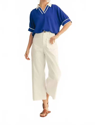 Jodifl Scalloped Pocket Wide-leg Crop Pants In White